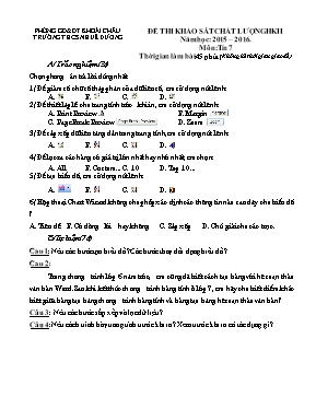 Đề thi khảo sát chất lượng học kì I Tin học 7 - Năm học 2015-2016 - Trường THCS Nhuế Dương